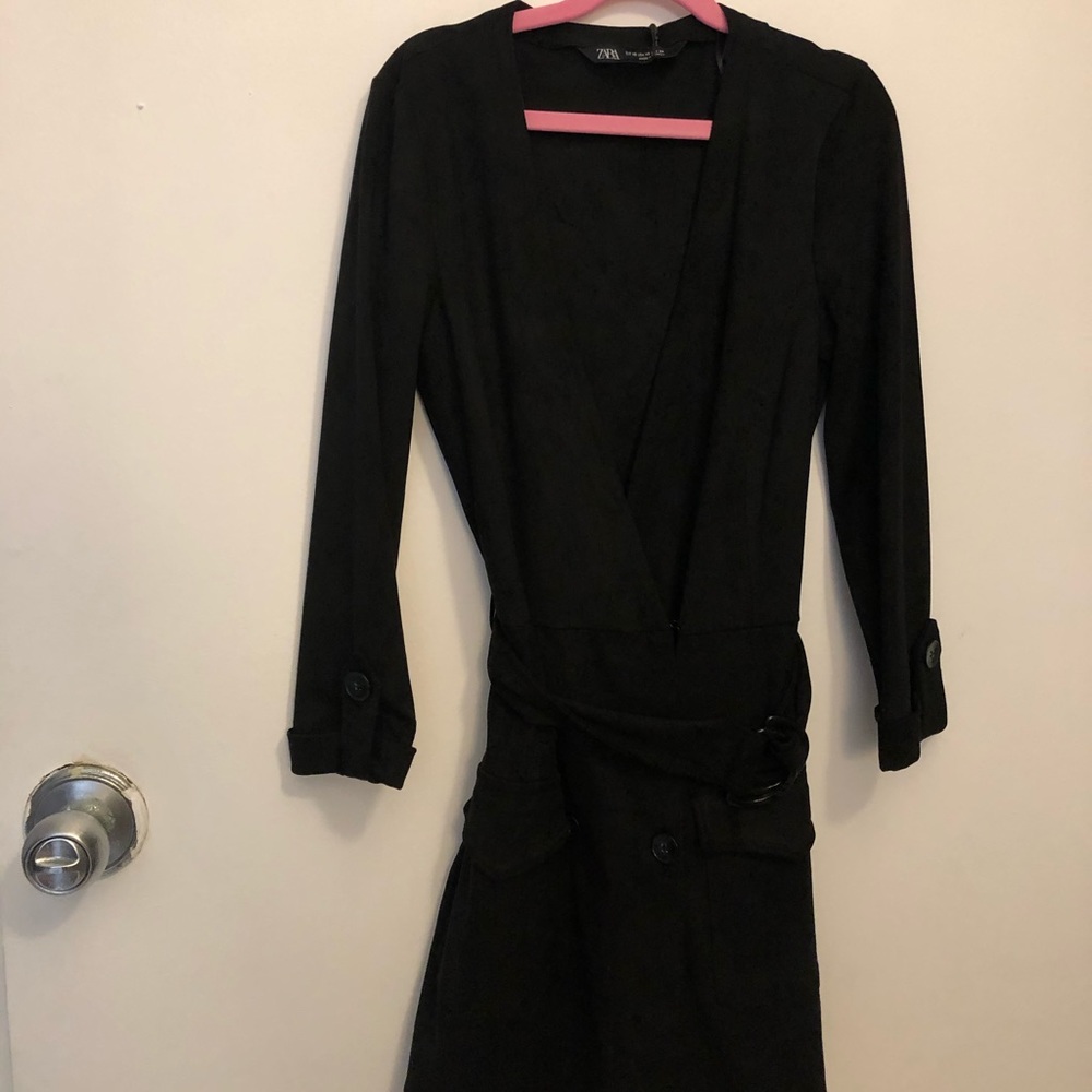 Zara Mini Suede Black Dress / Blazer Dress
